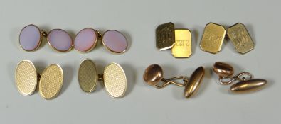 FOUR PAIRS OF GOLD / PART-GOLD HALLMARKED CUFF-LINKS various forms, 24.5gms
