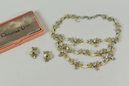 A CHRISTIAN DIOR NECKLACE & EARRING SET, circa 1960s with original cushion