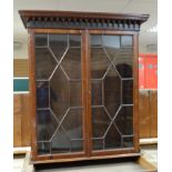 AN ANTIQUE MAHOGANY BOOKCASE TOP with astragal glazed doors