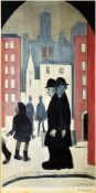 L S LOWRY Fine Art Guild stamped print - titled to margin 'Two Brothers', signed, 63 x 31cms