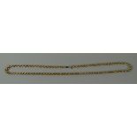 A LONG 9CT YELLOW GOLD ROPE-TWIST NECKLACE, 9.8gms