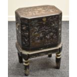 A MOTHER OF PEARL INLAID LACQUER-WARE STORAGE TABLE circa 1880-1900 Provenance: great-great uncle