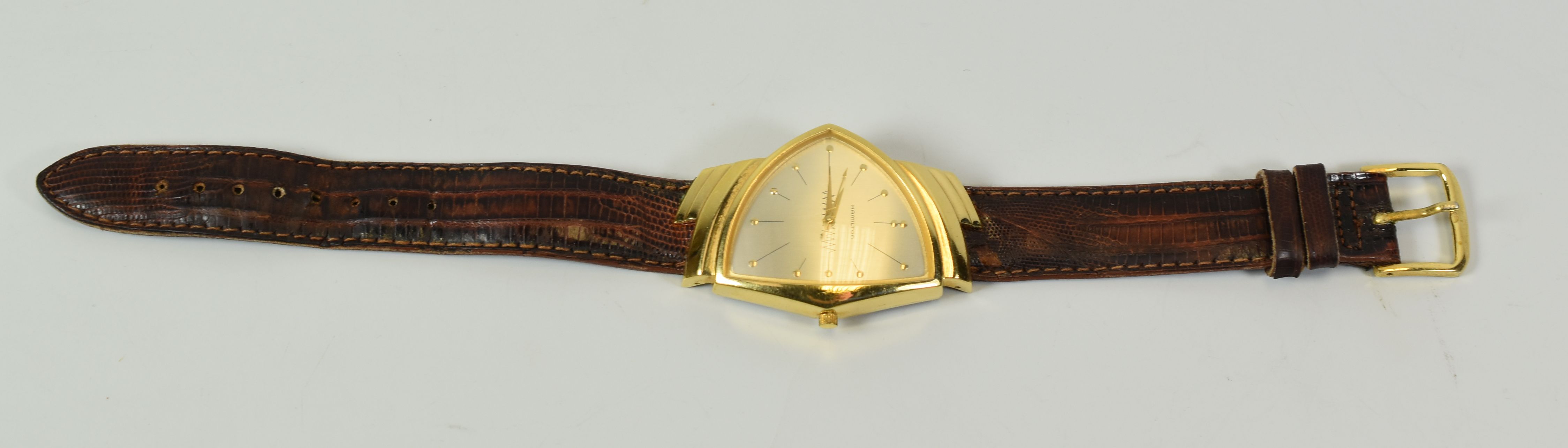 AN AMERICAN HAMILTON AUTOMATIC WRISTWATCH of 'space-age design' having an unusually shaped dial in