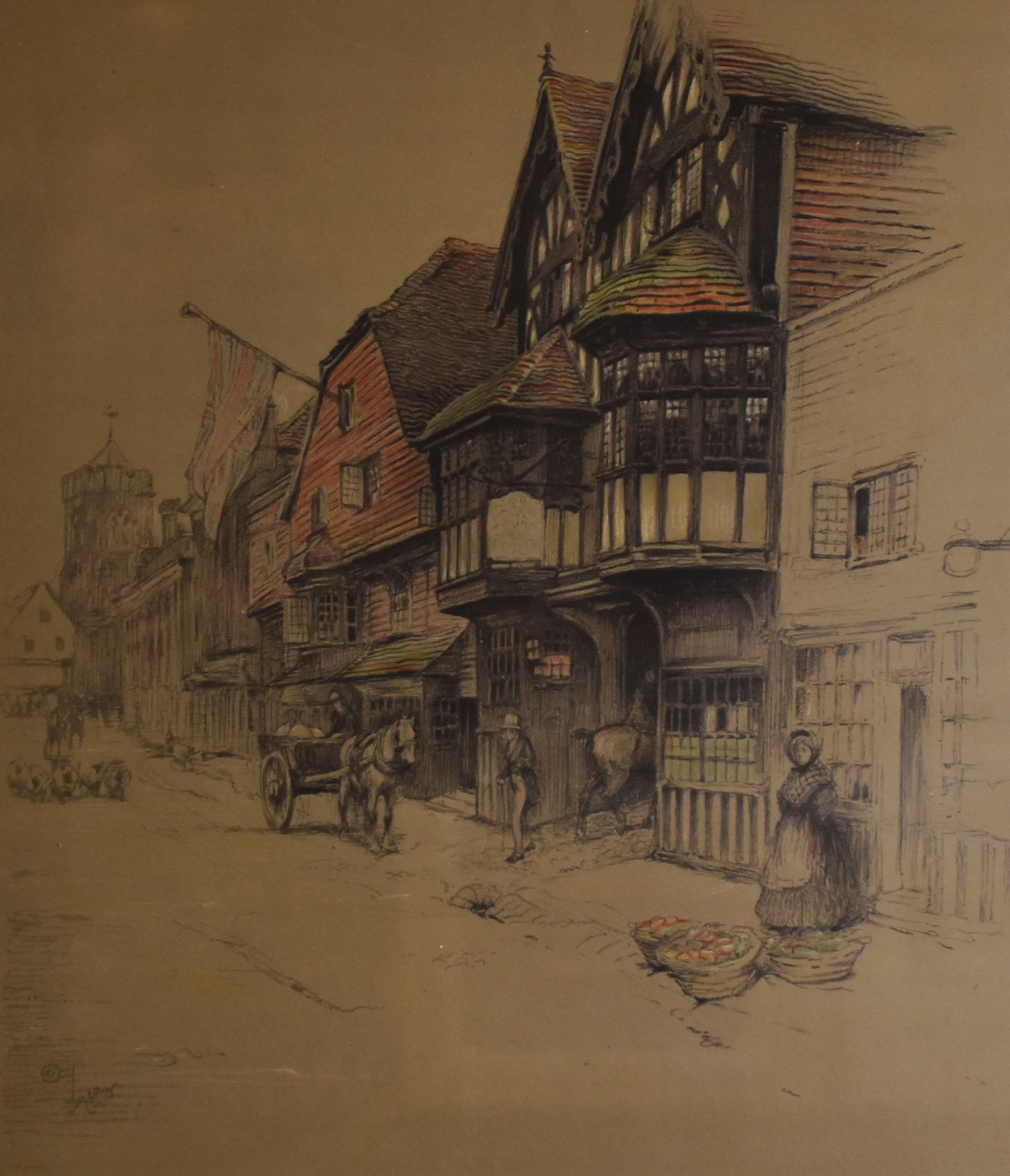 CECIL ALDIN print - of a coaching pub 'The George at Salisbury', pencil signed, 44 x 36cms - Image 2 of 4