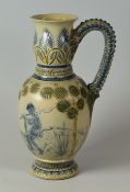 A MARTIN BROTHERS VASE in the Gothic Revival style with single dimpled handle joining a bulbous