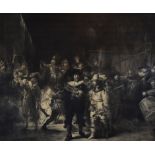 AFTER REMBRANDT etching - 'The Night Watch', signature to margin, 71 x 95cms