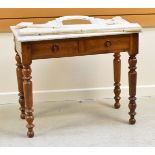 A MARBLE TOP TWO-DRAWER WASH STAND 90cms wide