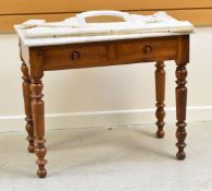 A MARBLE TOP TWO-DRAWER WASH STAND 90cms wide