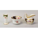 A COALPORT CREAM JUG & BASIN together with a small Wedgwood spill-vase