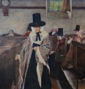 SYDNEY CURNOW VOSPER print - famous 'Salem' Welsh chapel scene and the infamous shawl, 53 x 50cms