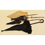 A PARCEL OF THREE VINTAGE PARASOLS etc