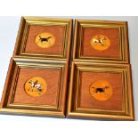 CECIL ALDIN set of four painted / printed transfer - hunting scenes on wooden roundels, signed, 8cms