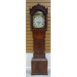 A NINETEENTH CENTURY MAHOGANY LONGCASE CLOCK with inlaid case and painted dial inscribed R Morris,
