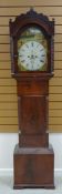 A NINETEENTH CENTURY MAHOGANY LONGCASE CLOCK with inlaid case and painted dial inscribed R Morris,