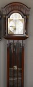 A REPRODUCTION GRANDMOTHER CLOCK BY JAMES STEWART & SONS with glazed door, 193cms high