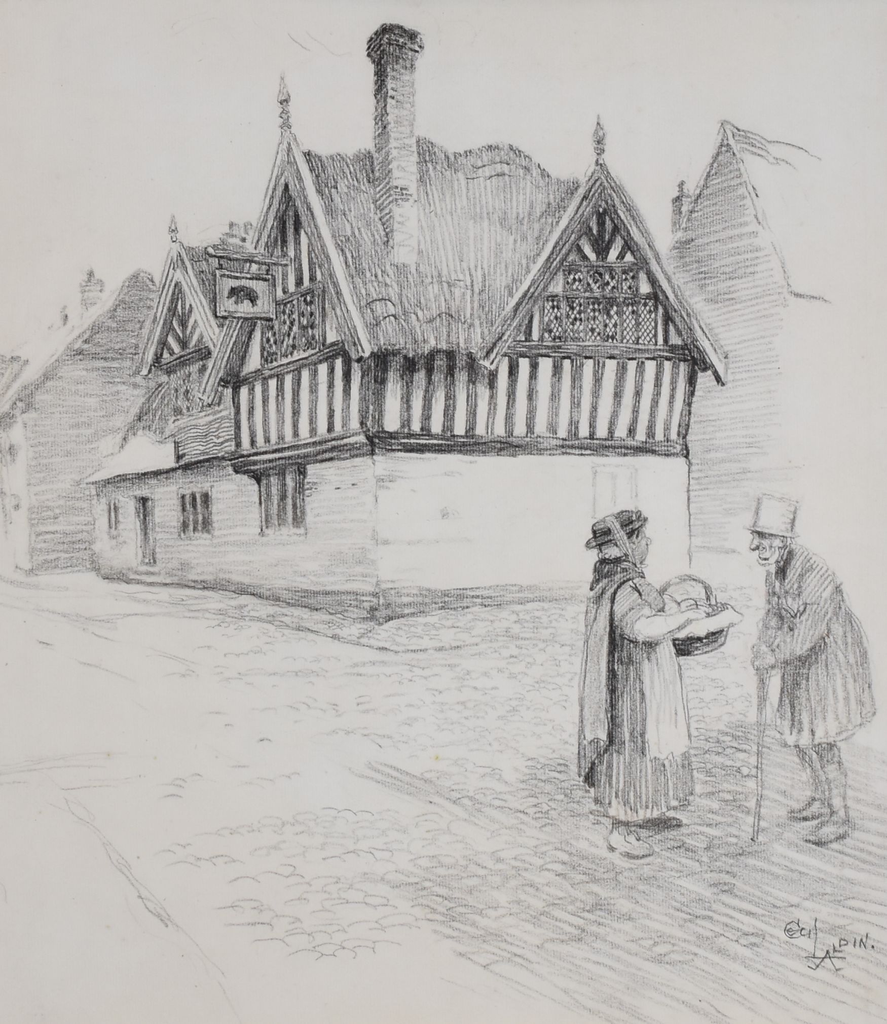 CECIL ALDIN print - of a coaching pub 'The George at Salisbury', pencil signed, 44 x 36cms - Image 4 of 4