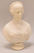 LAWRENCE MACDONALD WHITE MARBLE BUST SCULPTURE of a maiden inscribed verso 'MACDONALD SCULP ROMA'