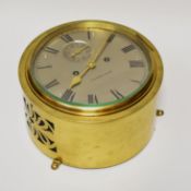 A RARE LATE NINETEENTH CENTURY SHIP'S BELL STRIKING BULKHEAD CLOCK having a silvered dial signed
