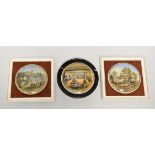 THREE PRATT WARE POT LIDS WITH SHAKESPEARE THEMES being 'THE RESIDENCE OF ANNE HATHAWAY....' and '