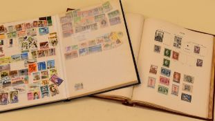 A RED NEW AGE STAMP ALBUM 'FOREGIN COUNTRIES' fairly sparse with some near complete pages, 1930s,