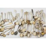 A VERY LARGE QUANTITY OF MIXED SILVER SPOONS all hallmarked, 20ozs