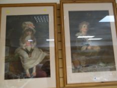 A pair of pine framed Pear's prints entitled 'Cherry Ripe' and the famous 'Bubbles'