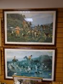 A pair of large hunting scene prints