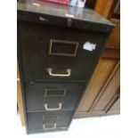 A good vintage three-drawer green coloured filing cabinet