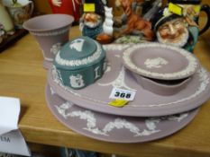 A parcel of Wedgwood Jasperware in lilac and green