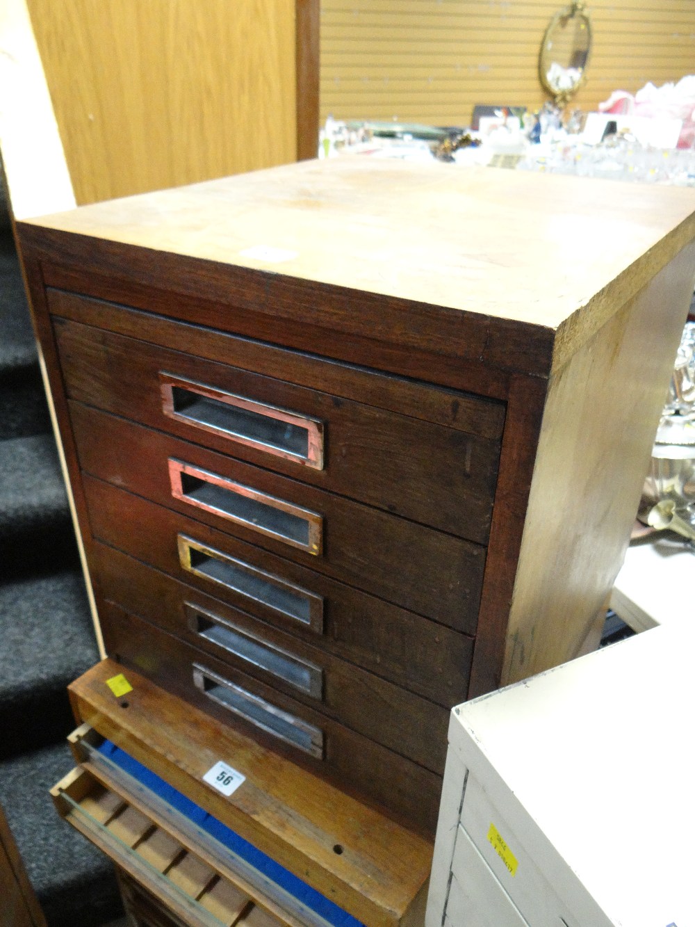 A five-drawer specimen cabinet