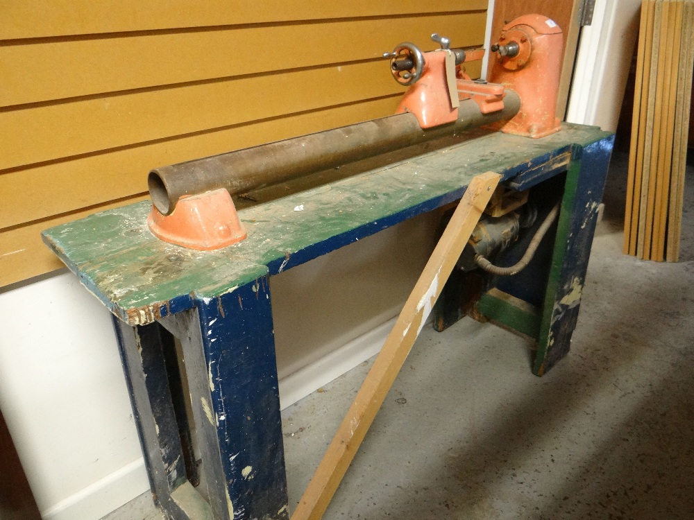 A wood working lathe