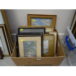 A box of early twentieth century watercolours and pastel drawings etc