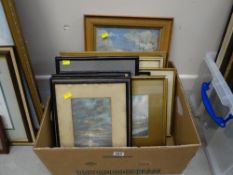 A box of early twentieth century watercolours and pastel drawings etc