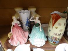 Two Royal Doulton figures being Emily HN4093 & Rosie HN4094 together with a pair of Crown Devon