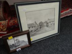 Howell Davies small framed oil on board - 'Big Pit, Blaenafon' together with a Howell Davies pen and