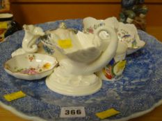 An Oriental-style blue & white charger and a parcel of English china including Worcester