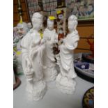Three Chenin-Blanc Japanese geisha figures