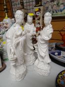 Three Chenin-Blanc Japanese geisha figures