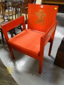 An Investiture chair (cushion stained)