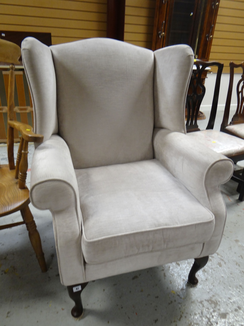 A modern wingback armchair