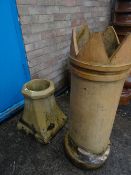 Two terracotta chimney pots