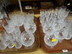 Two trays of various good quality drinking glasses