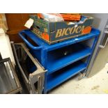 A blue workshop trolley