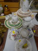 A quantity of mixed china including tea ware & three pictures