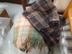 A chequered Welsh blanket & another