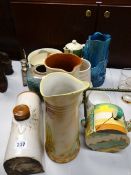 A parcel of mixed pottery and china including Royal Doulton Art Deco-style coffee pot and footed