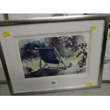 Julian Brown watercolour entitled 'The Deck Chair'