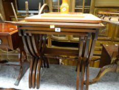 A Bevan Funnell 'Reprodux' furniture nest of three coffee tables in mahogany