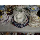 A parcel of English china including nineteenth century sucrier, a Minton sandwich plate and sugar