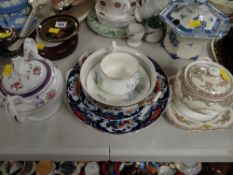 A parcel of English china including nineteenth century sucrier, a Minton sandwich plate and sugar